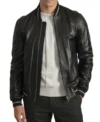 Black Leather Bomber Jacket