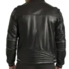 Black Leather Bomber Jacket Back