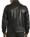 Black Leather Bomber Jacket Back