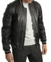 Black Leather Bomber Jacket For Sale