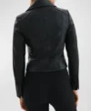 Black Leather Moto Biker Jacket for Women Back