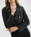 Black Leather Moto Biker Jacket for Women on Sale