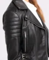 Black Quilted Biker Leather Jacket for Women on Sale
