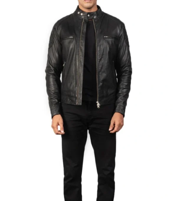 Black Quilted Leather Moto Jacket