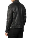 Black Quilted Leather Moto Jacket Back
