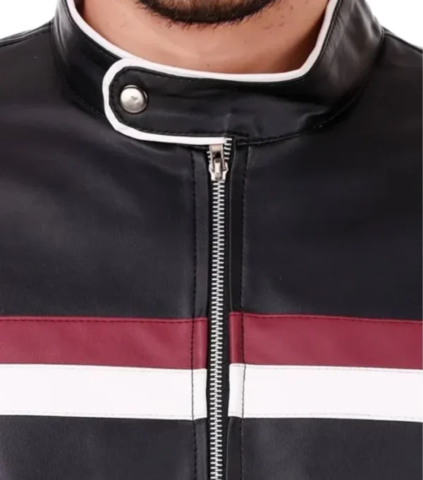 Black Racer Stripe Leather Jackets