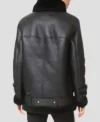 Black Shearling Leather Biker Jacket for Women Back