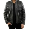Black Vintage Leather Rider Jacket