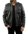 Black Vintage Leather Rider Jacket