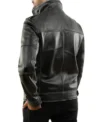 Black Vintage Leather Rider Jacket Back