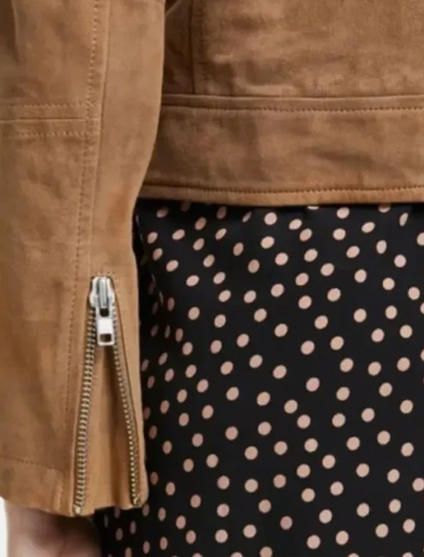 Brown Leather Biker Jacket Zipper