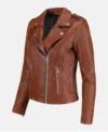 Brown Leather Biker Jacket for Women on Sale