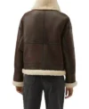 Brown Shearling Leather Aviator Jacket Back