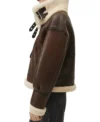 Brown Shearling Leather Aviator Jacket on Sale