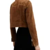 Brown Suede Biker Leather Jacket for Women Back