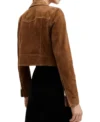 Brown Suede Biker Leather Jacket for Women Back