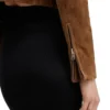 Brown Suede Biker Leather Jacket for Women Zipper