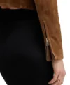 Brown Suede Biker Leather Jacket for Women Zipper