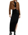 Brown Suede Biker Leather Jacket for Women on Sale