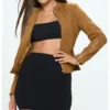 Brown Suede Leather Jacket for Women