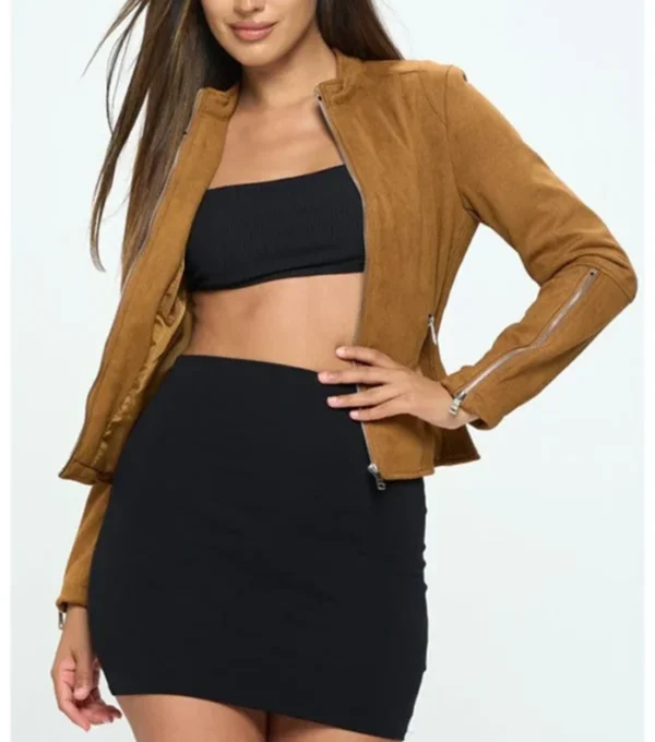 Brown Suede Leather Jacket for Women