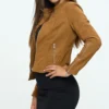 Brown Suede Leather Jacket for Women on Sale