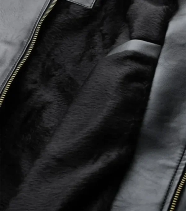Buy Black and White Striped Leather Racer Jacket