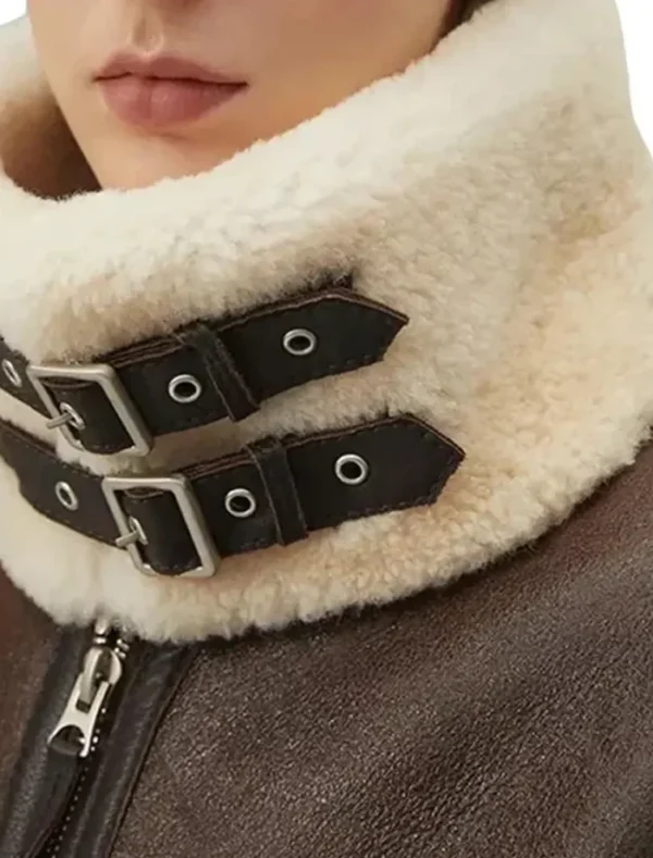 Buy Brown Shearling Leather Aviator Jacket