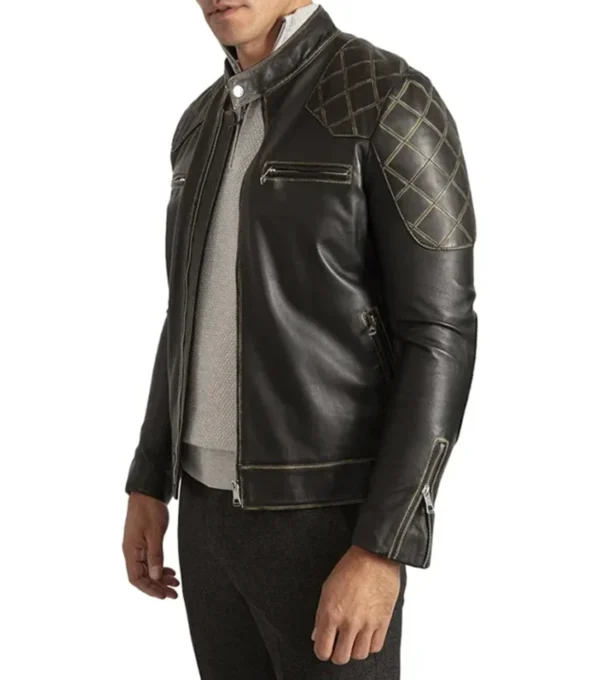 Buy Classic Black Leather Cafe Racer Vintage Style