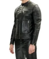 Buy Double Front Zipped Black Cafe Racer Jacket
