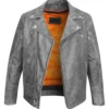 Buy Grey Biker Leather Jacket