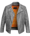Buy Grey Biker Leather Jacket