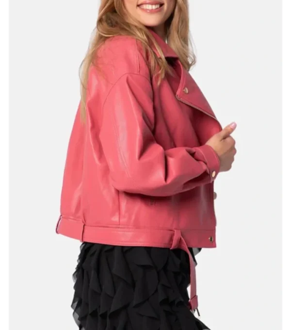 Buy Pink Leather Biker Jacket for Women