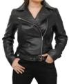 Classic Belted Biker Leather Jacket for Women