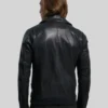 Classic Black Biker Leather Jacket Back