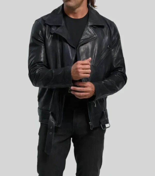 Classic Black Biker Leather Jacket Sale