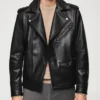 Classic Black Biker Style Leather Jacket