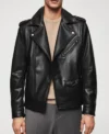 Classic Black Biker Style Leather Jacket