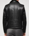 Classic Black Biker Style Leather Jacket Back