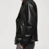 Classic Black Biker Style Leather Jacket Side Look