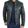 Classic Black Cafe Racer Style Leather Jacket