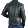 Classic Black Cafe Racer Style Leather Jacket Back