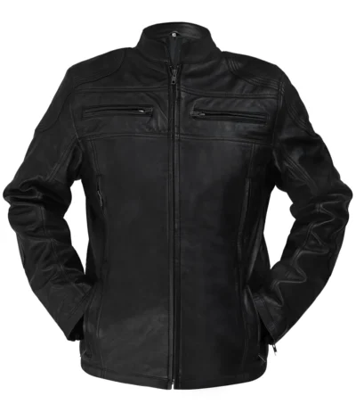 Classic Black Leather Café Racer Jacket