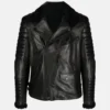 Classic Black Leather Jacket with Fur Collar