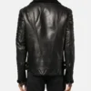 Classic Black Leather Jacket with Fur Collar Back