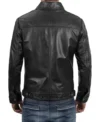 Classic Black Leather Shirt Collar Jacket Back