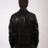 Classic Black Leather Trucker Jacket Back