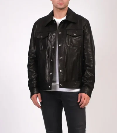 Classic Black Leather Trucker Jackets