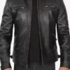 Classic Black Quilted Leather Jacket for Men