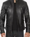Classic Black Quilted Leather Jacket for Men